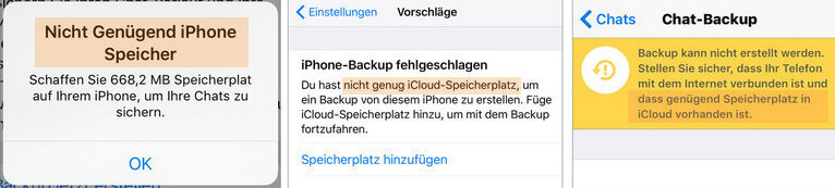iPhone Meldungen WhatsApp Speicher voll 