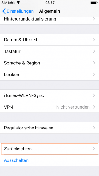 Einstellungen am iPhone zurücksetzen