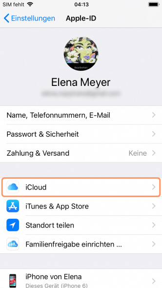 iCloud Einstellungen am iPhone öffnen