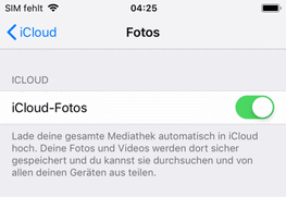 Die Funktion iCloud Fotos ist aktiviert