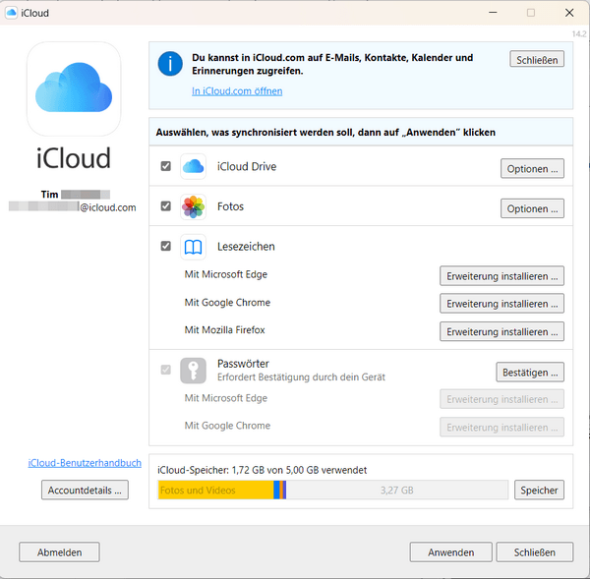 iCloud Fotos herunterladen auf PC oder externe Festplatte