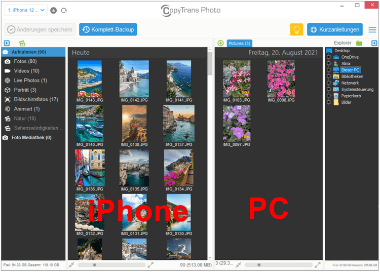Fotos sichern iPhone: CopyTrans Photo Gesamtüberblick