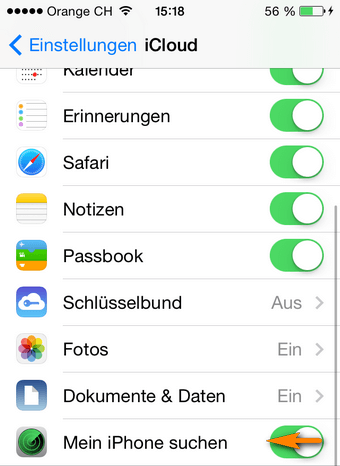 Suchen iPhone und iPhone finden deaktivieren