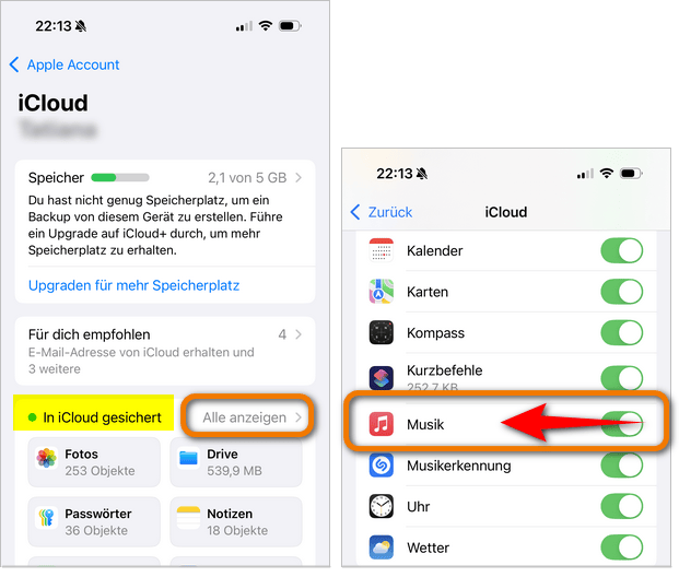 Wie deaktiviere ich die iCloud-Musikmediathek