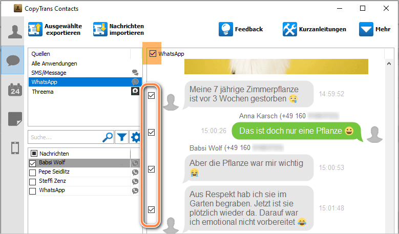 WhatsApp Nachrichten zum Drucken markieren  