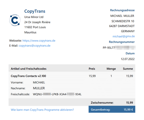 CopyTrans Vollversion inkl. Freischaltcodes kaufen