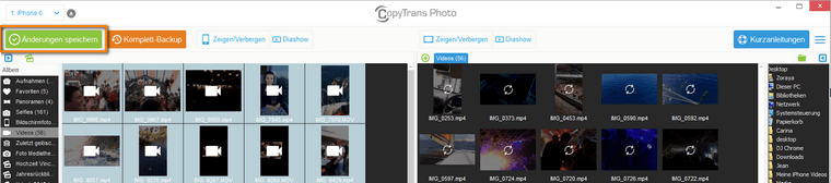 iPhone Videos mit CopyTrans Photo verwalten