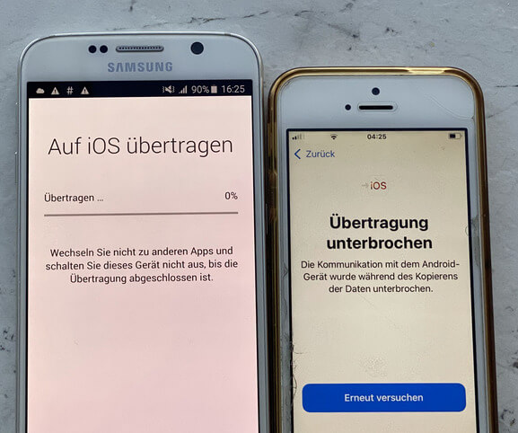 Android auf iOS Übertragen funktioniert nicht