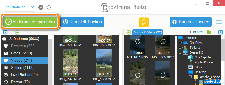 iPhone Video auf Android speichern