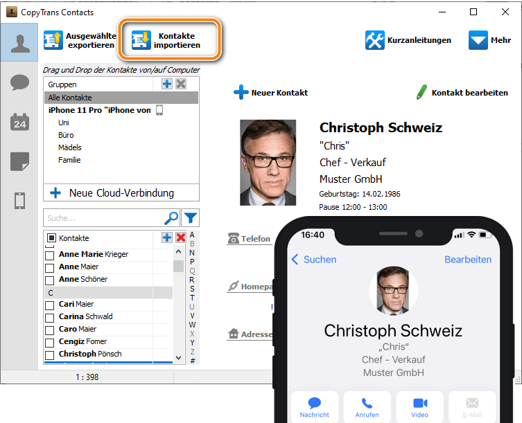 Kontakte von Android auf iPhone kopieren