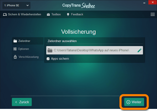 WhatsApp sichern auf PC von iPhone