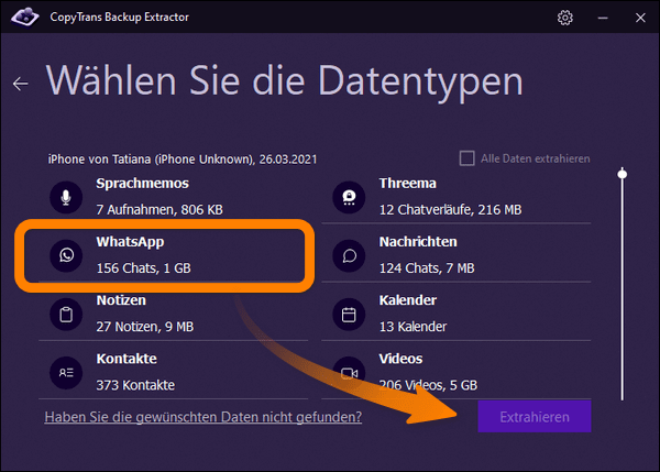 WhatsApp Chats aus Backup extrahieren