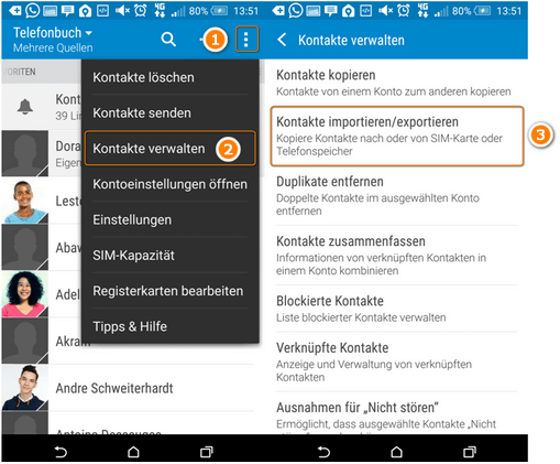 HTC Kontakte auf PC speichern