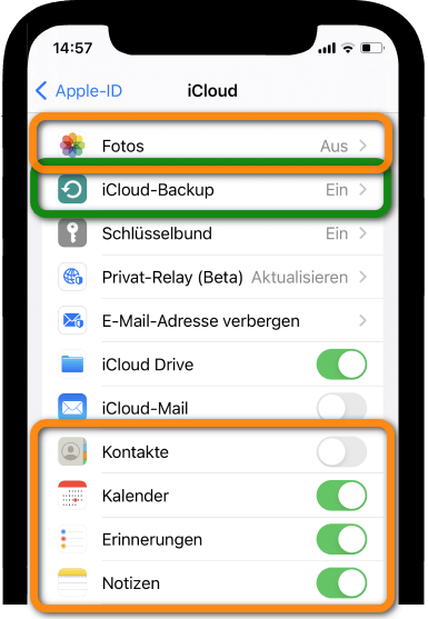 iCloud Android Daten austauschen