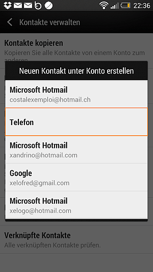 iPhone Kontakte auf HTC aus Telefon