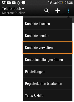 iPhone Kontakte auf HTC Kontakte verwalten