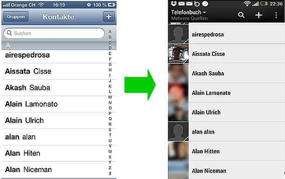 Kontakte von iPhone auf HTC leicht übertragen