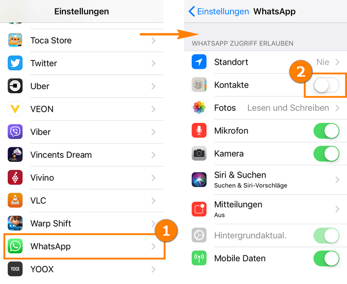 WhatsApp Verknüpfung Kontakte löschen