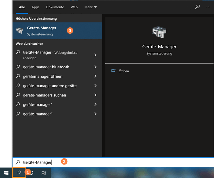 Geräte Manager am PC öffnen