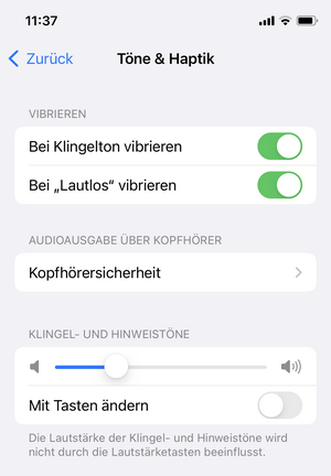 iPhone Wecker Lautstärke in Einstellungen