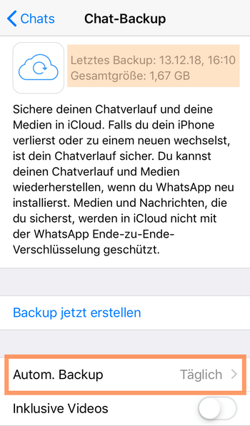 WhatsApp Archiv wiederherstellen