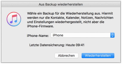 WhatsApp wiederherstellen mit iTunes