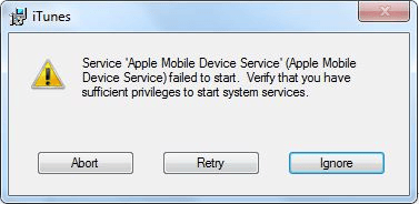 Dienst "Apple Mobile Device" konnte nicht gestartet werden