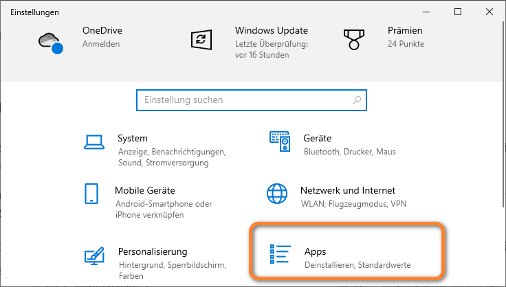 Apple Programme in Windows Einstellungen finden