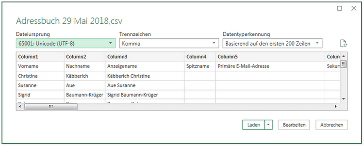CSV Dateien in Excel öffnen und importieren