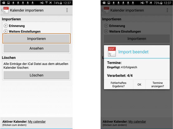 iPhone Daten auf Samsung via iCal Import/Export CalDAV importieren