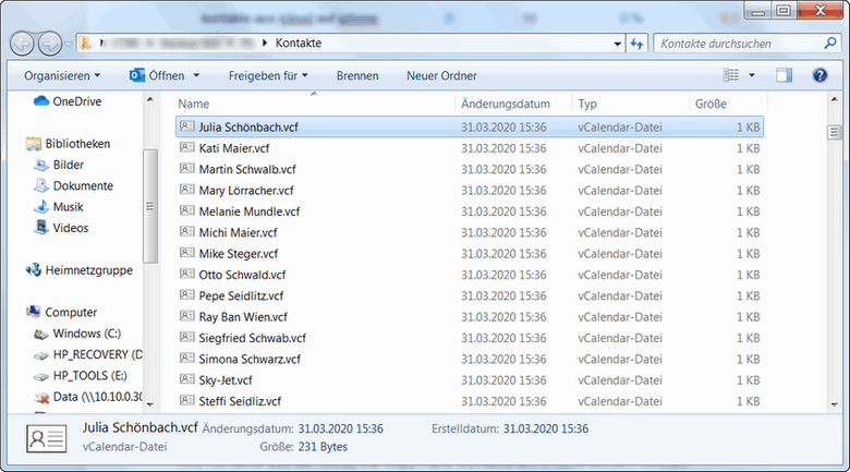 Kontakte aus iCloud importieren: am PC gesichert