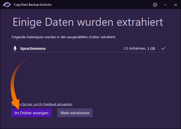 Sprachmemos auf dem PC anzeigen