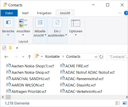 Kontakte vom iPhone exportieren erfolgreich