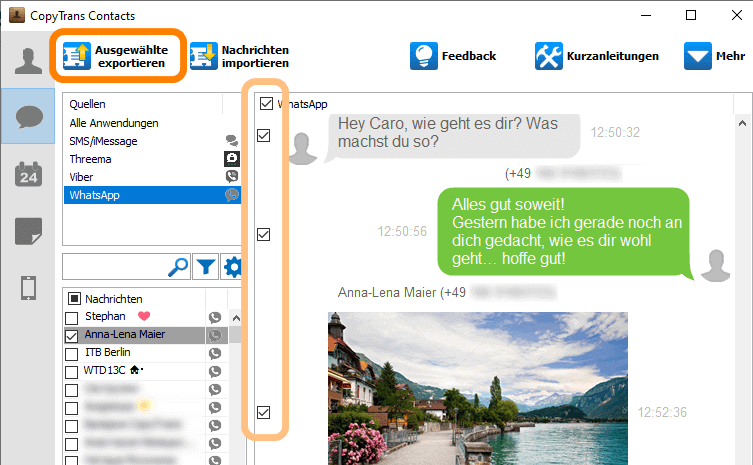 WhatsApp Chats exportieren inkl. Medien