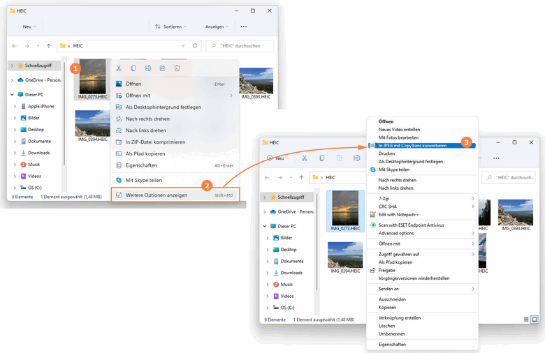 HEIC in JPG auf Windows 11 konvertieren
