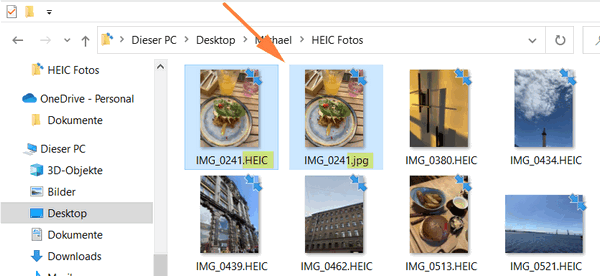 HEIC Fotos sind in JPG konvertiert: Windows 10