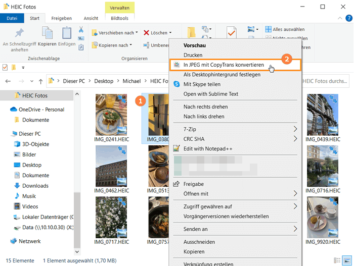 HEIC in JPG umwandeln Windows 10