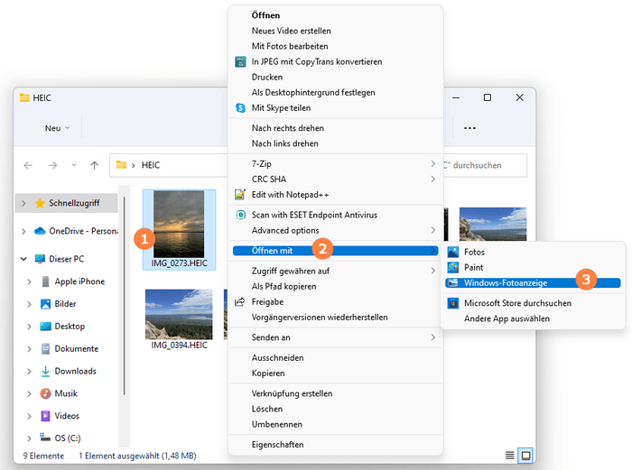 Auf Windows 11 HEIC öffnen mit Windows Fotoanzeige