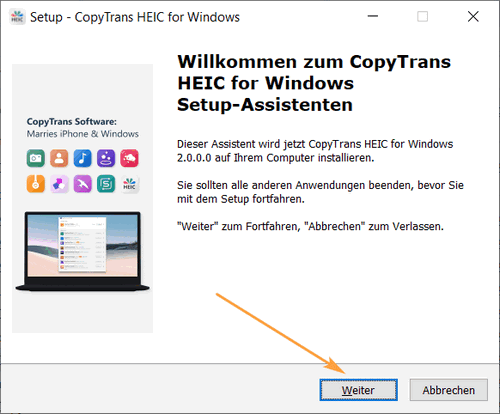 Setup Assistent CopyTrans HEIC