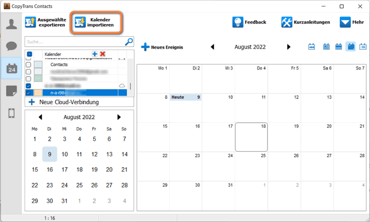 CopyTrans Contacts Kalender importieren