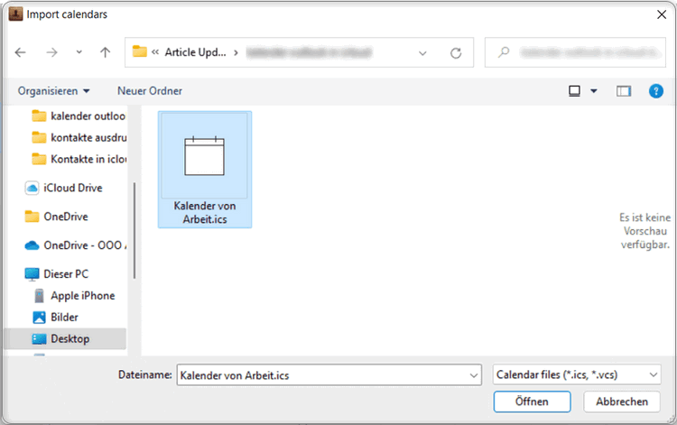 Outlook Termine von PC auf iCloud