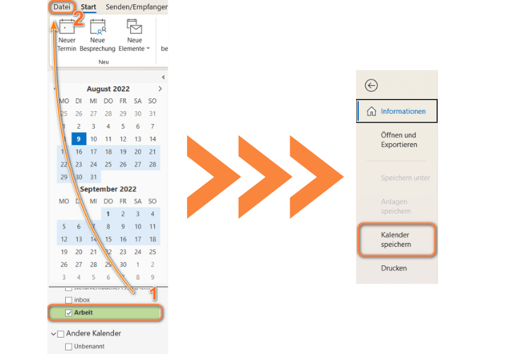 Kalender Outlook auf PC speichern