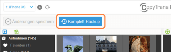 Komplett-Backup in CopyTrans Photo