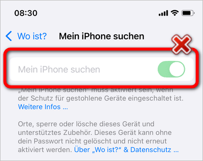 Mein iPhone suchen deaktivieren geht nicht