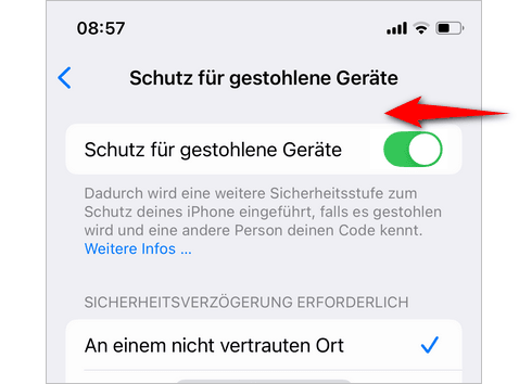 Schutz für gestohlene Geräte deaktivieren