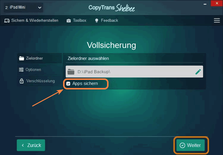 Sicherung iPad: iPad Apps sichern