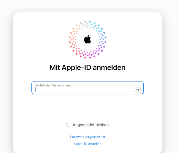 Bei iCloud.com anmelden