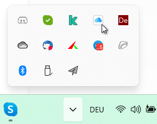 Öffnen Sie iCloud für Windows über die Taskleiste