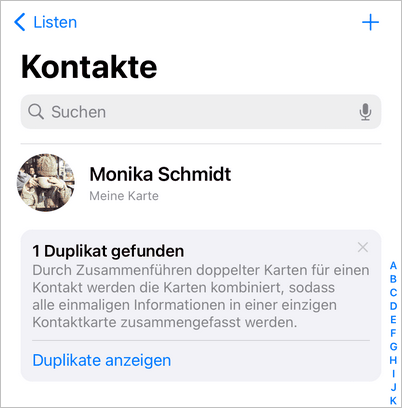 iPhone Kontakte zusammenführen