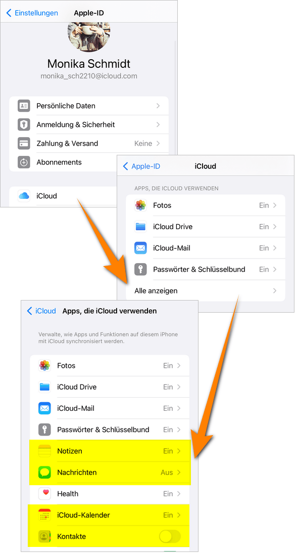 So überprüfen Sie, ob Ihre Daten mit iCloud synchronisiert sind